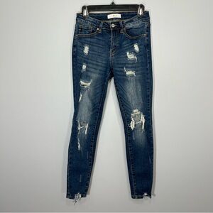 KanCan Jeans Womens 5/26 Blue Denim Distressed Skinny Stretch Cotton Blend
